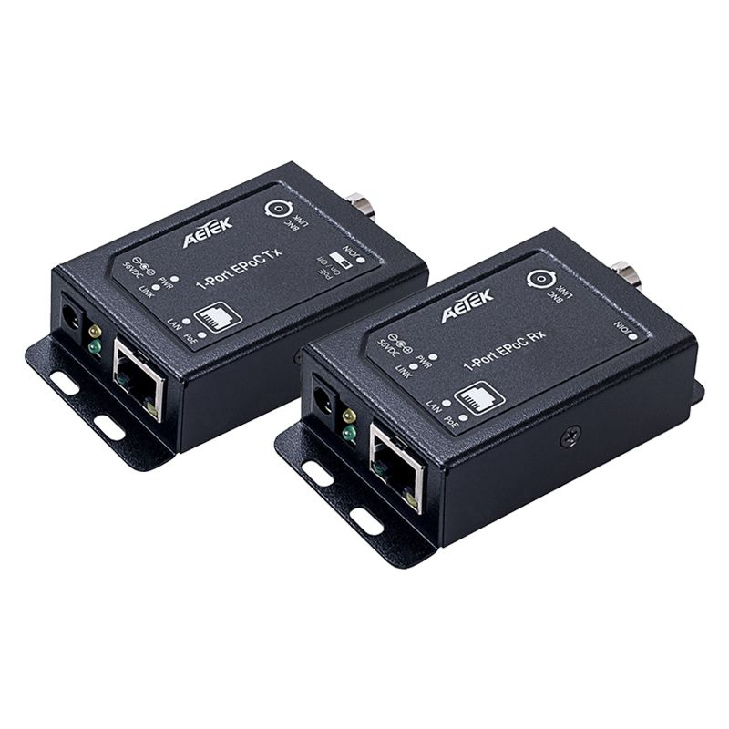 Aetek 1 Port EPoC Kit, 1x Receiver, 1x Transmitter, up to 1200m, PoE Input