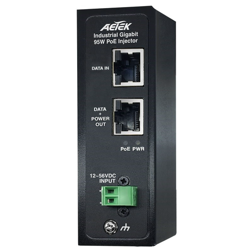 Aetek 1 Port PoE Bt Industrial Injector, 95W, 12-48VDC Input
