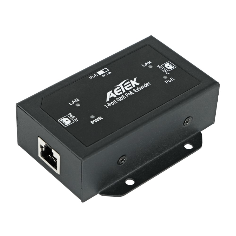 Aetek 1 to 1 Indoor Passive 1Gbe PoE Extender, Daisy-chain
