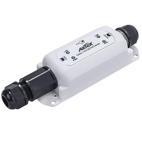 Aetek 1 to 1 Port Outdoor Passive 1Gbe PoE Extender, Daisy-chain, IP67