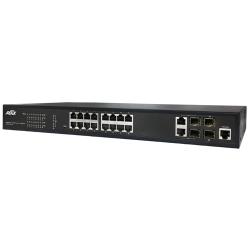 Aetek 16 Port Managed 1Gb PoE Switch, 2x SFP, 2x SFP/RJ45, NTS, 250W