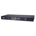 Aetek 16 Port Unmanaged PoE Switch, 2x 1Gb SFP/RJ45, EX Mode, 250W