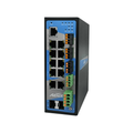 Aetek 8 Port Managed L2 PRO GbE PoE Switch, 2x SFP 2x RJ45, 240W, 12-48VDC