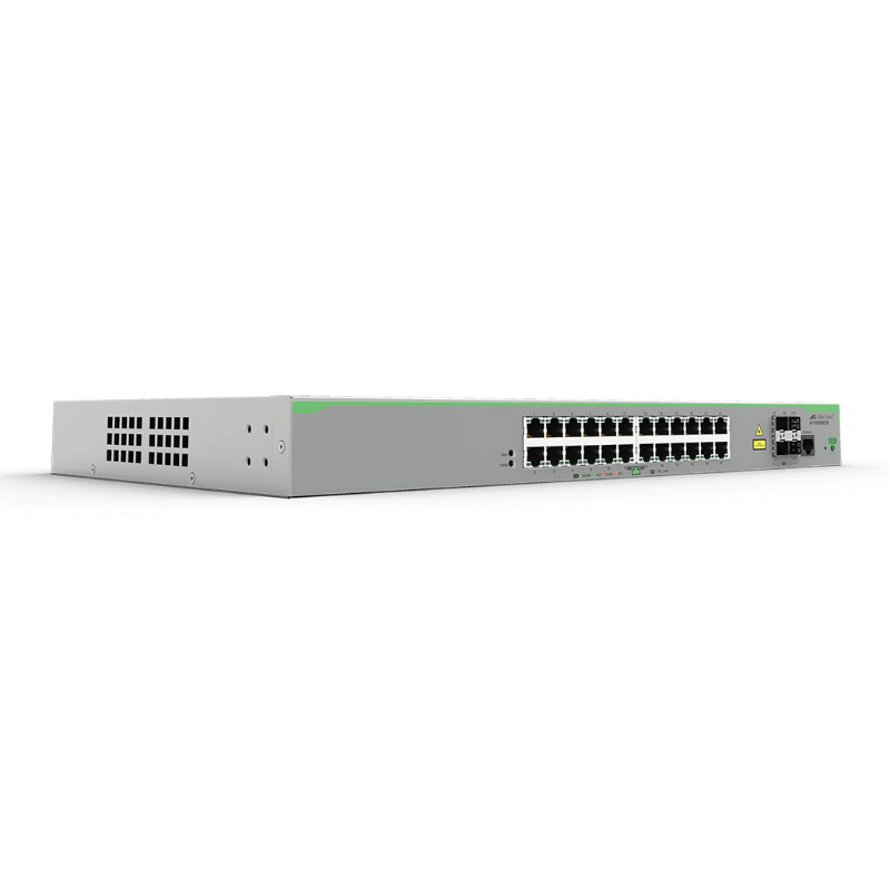 Allied Telesis 24-port PoE Switch, 24x 10/100TX + 4x 100/1000X SFP Ports, 375W