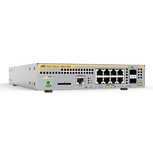 Allied Telesis 8-port Gigabit PoE Switch, 8x 10/100/1000T + 2x Gigabit SFP Ports