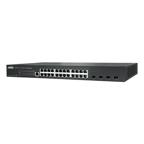 Aetek 24 Port Managed 1Gb PoE Switch, 4x 1G/10G SFP+, NTS, 370W