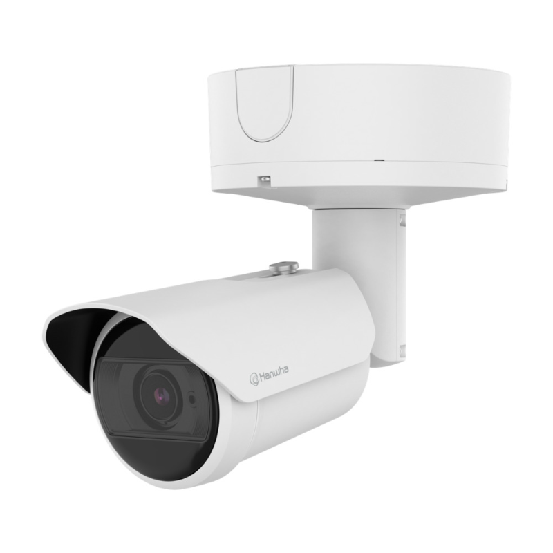 Hanwha 8MP AI Outdoor Bullet Camera, H.265, WDR, IR, IK10, 5.9-13.3mm