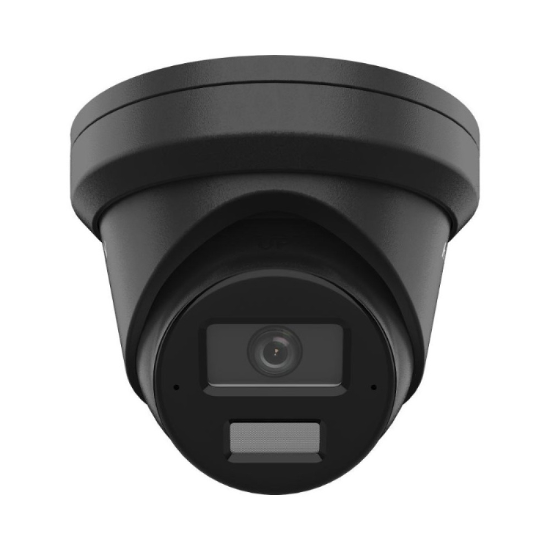 HiLook 8MP Outdoor All-In-One Flateye Turret Camera, H.265, IR, Mic, IP67, 2.8mm, Black