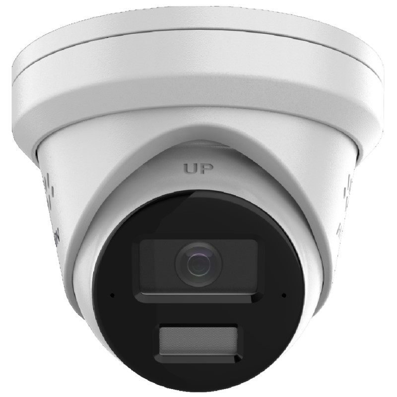 HiLook 8MP Outdoor All-In-One Flateye Turret Camera, H.265, IR, Mic, IP67, 2.8mm