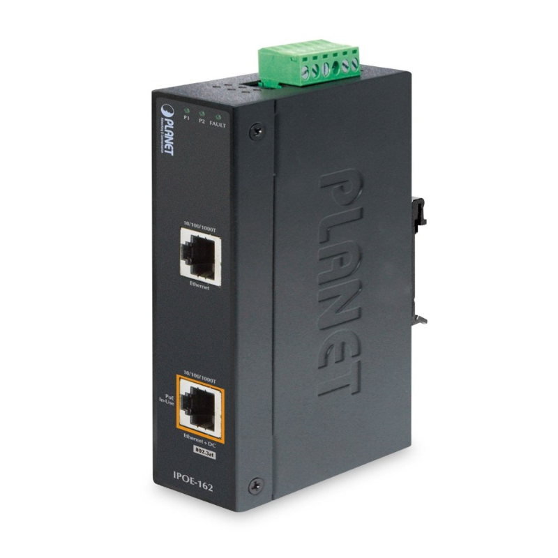 Planet Industrial Gigabit PoE Injector, 24-48VDC or 24VAC input, 30W, -40-75 deg C, IP30