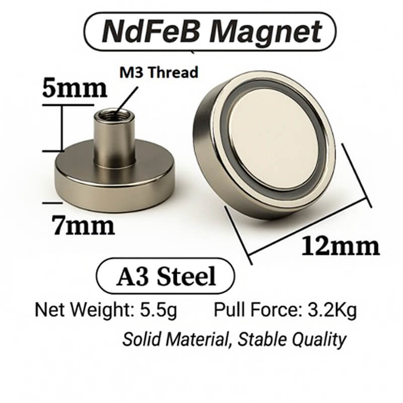 Power Automatix Magnetic Standoff, 12x12mm, 12 Pieces with Screws