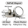 Power Automatix Magnetic Standoff, 20x15mm, 8 Pieces with Screws