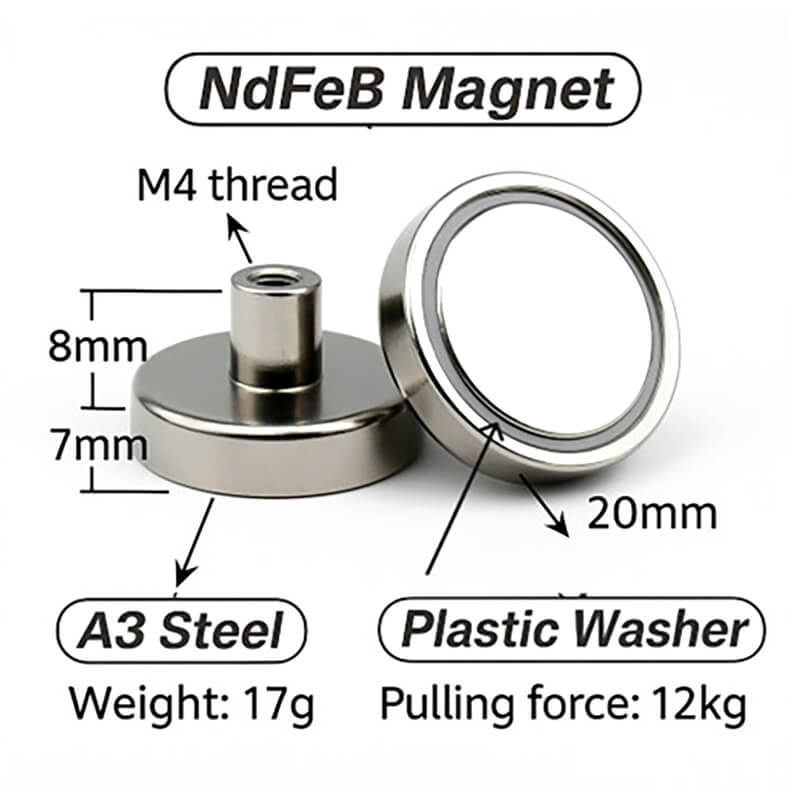 Power Automatix Magnetic Standoff, 20x15mm, 8 Pieces with Screws