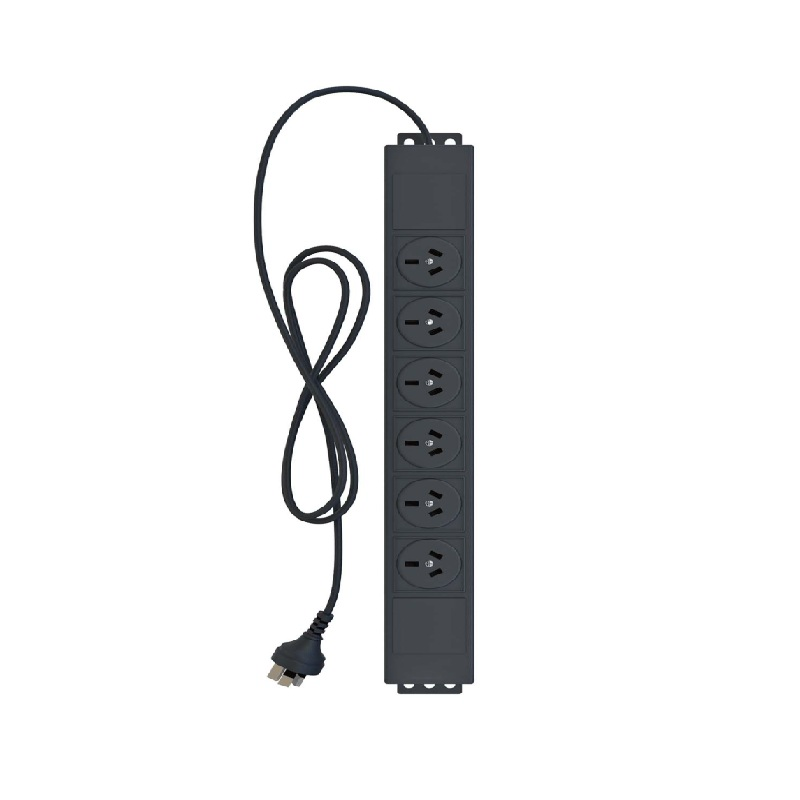 PSS 6 Aus Outlets PDU w/o Switch, 3m Lead, Horizontal Mounting (For All Cabinets)