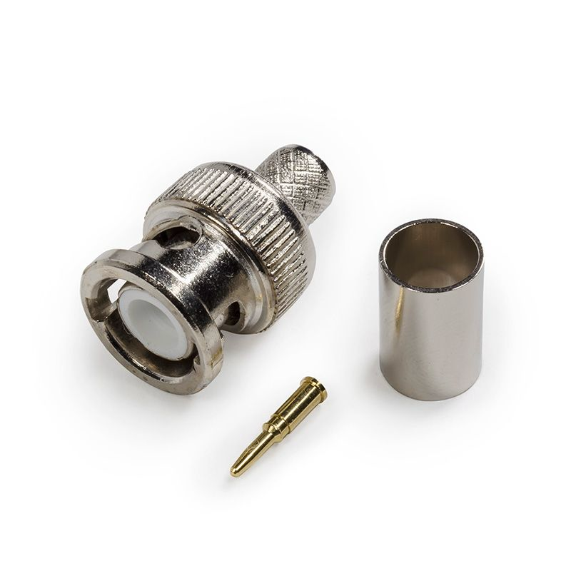 RG59 Coax Male BNC Crimp 75 Ohm, 3 part Connector (100 pcs.)