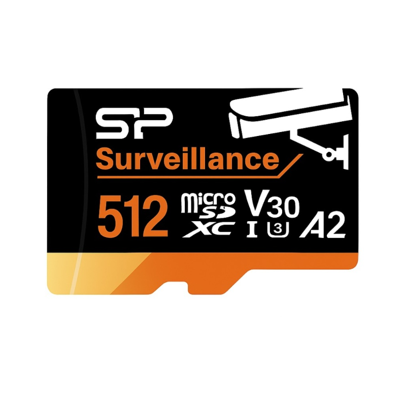 Silicon Power Surveillance 512GB MicroSDXC, A2, U3, V30, 100/80Mbps Read/Write, 2yr Wty