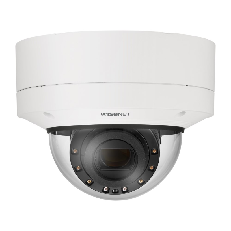 Hanwha Wisenet 2MP Outdoor Dome Camera, H.265, 90m AI IR, IK10, 5.2-62.4mm