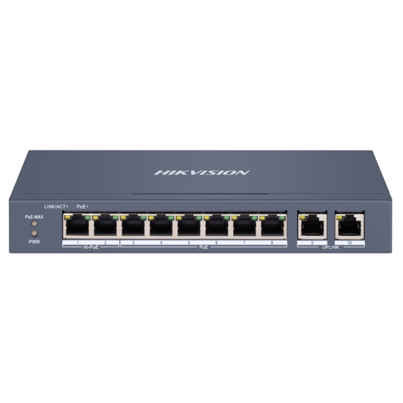 Hikvision 8 Port Managed Hi-PoE Switch, 2x 1Gb RJ45, 110W
