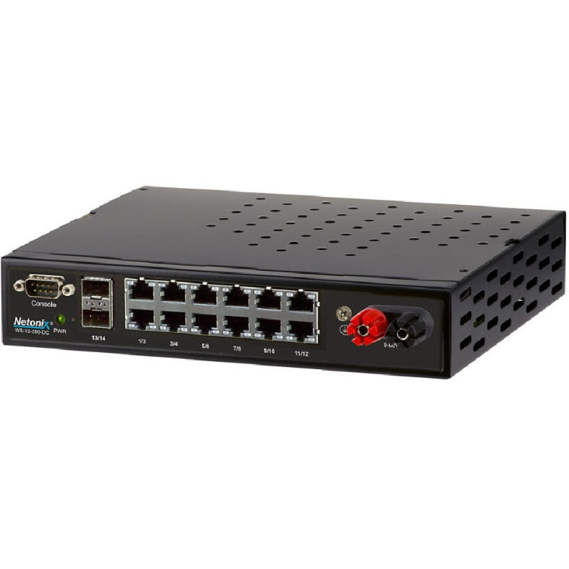 Netonix 12 Port POE Managed POE Switch, Gigabit, 2x SFP Ports, 250 Watts, DC