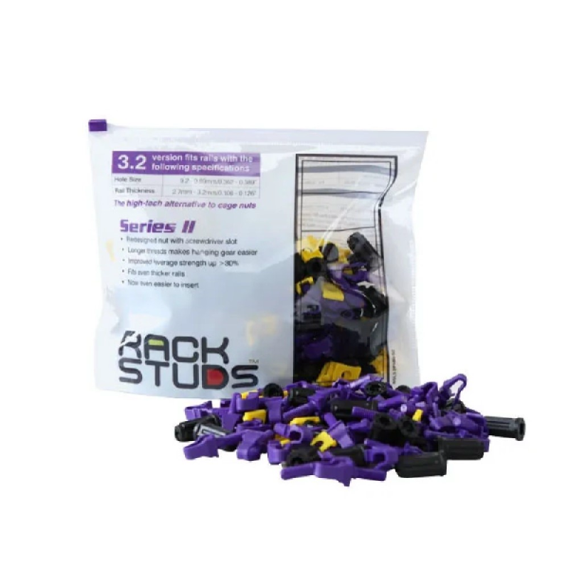 X2 Racks, Rack Studs, Purple, 100 Pack, for 2.7mm Powder Coated Mounting Rails