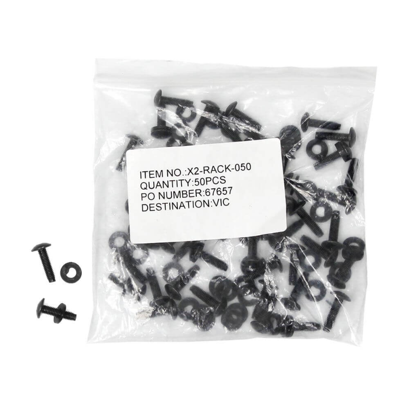 X2 Racks, Screws & Washers, Zinc Plated, to suit 19" Racks, 50 Pack